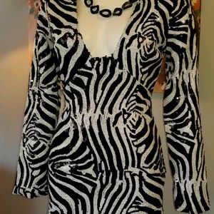 Missguided sequin bodycon dress zebra pattern
